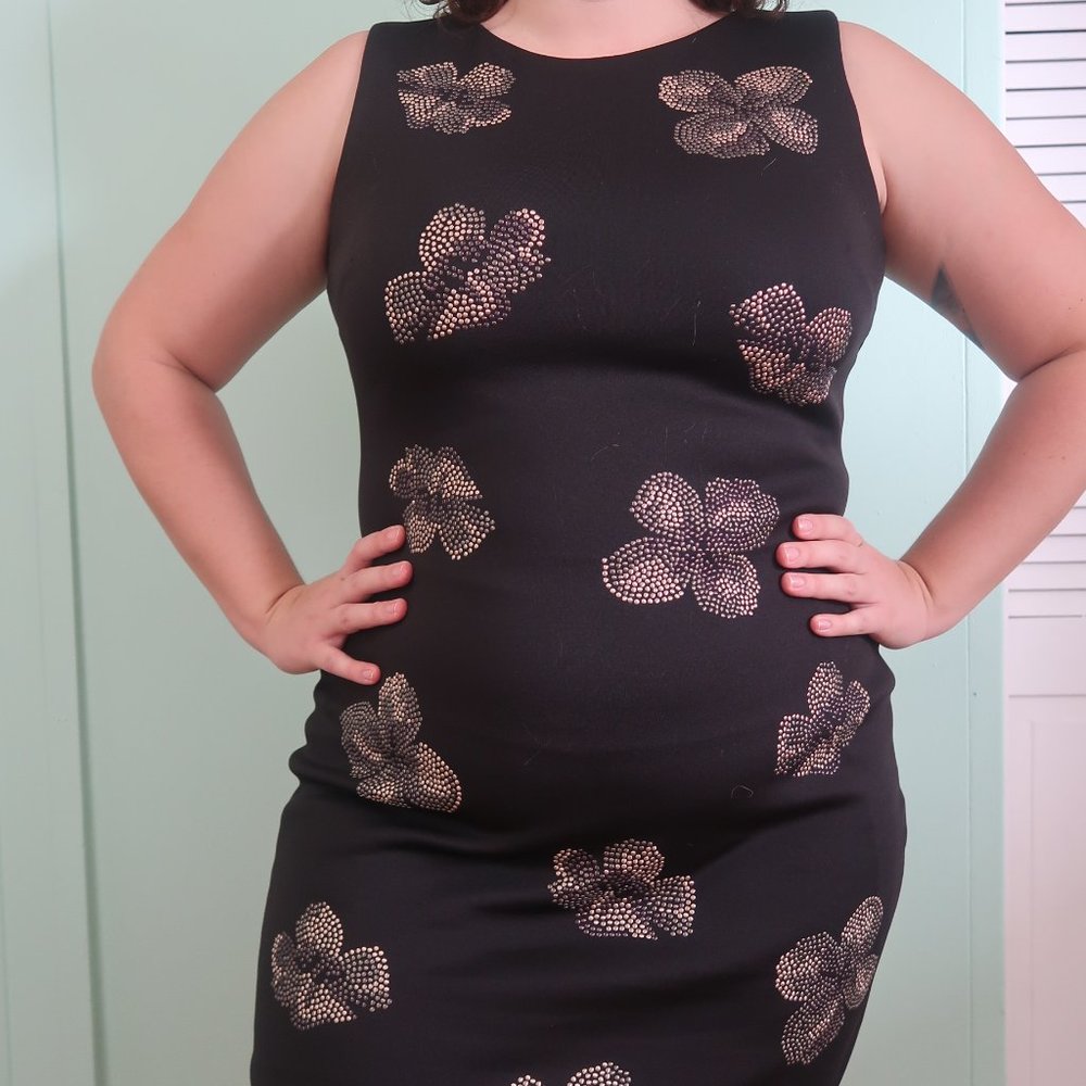 Size 12 Tommy Hilfiger Black Metallic floral fitted Dress